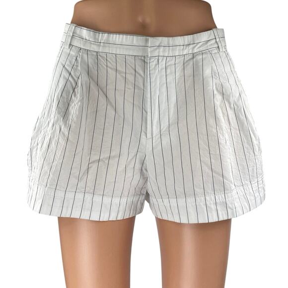 Zara Women's White Black Striped High Waisted A Line Casual Mini Shorts Size XS - Picture 1 of 5